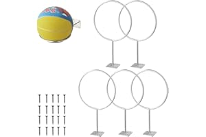 HGGZEG 5Pcs Wall Mounted Ball Holders Display Racks, Stainless Steel Sports Ball Rack for Exercise Ball Basketball Football Volleyball