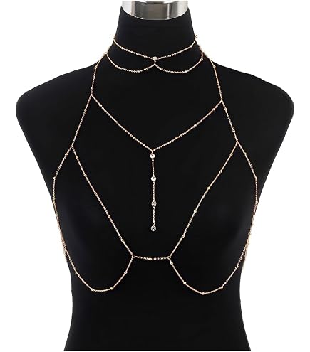 Catena Pettorale Boho Sethain In Cristallo E Oro, Per Reggiseno O Bikini - Taglia M, Colore Oro-B