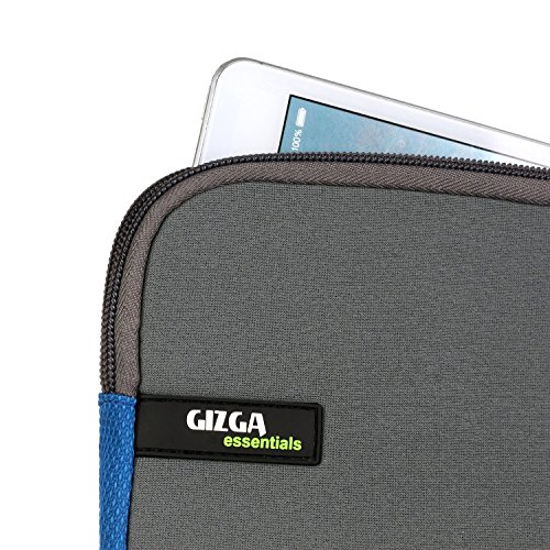 GIZGA 9-9.7 Zoll Laptop Hülle für iPad Air /Air 2, iPad Pro 9.7″, Samsung Galaxy Tab E 9.6, Tab S2 9.7, aus hochwertigem robustem Neopren Grau mit Blau - 5