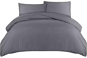Utopia Bedding Funda Nordica Cama 150 - Microfibra Juego de Funda Edredon 230x220 cm y 2 Fundas de Almohada 50x75 cm (Gris)