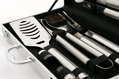 CampFeuer – Edelstahl Grillbesteck Set in 3 Varianten zur Auswahl, mit Aluminiumkoffer (24-teilig) - 4