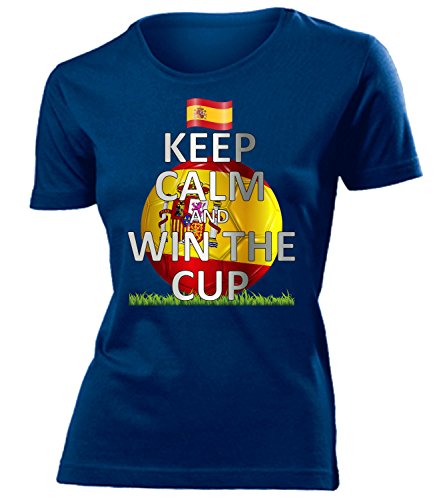 love-all-my-shirts Spanien Fanshirt Keep Calm and Win The Cup 5169 Damen T-Shirt (F-N) Gr. XL