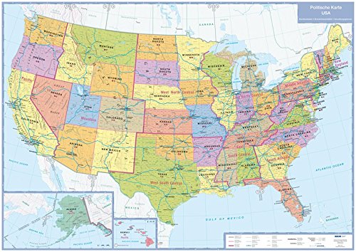 Preisvergleich Produktbild Politische Karte USA: plano in Versandrolle, 1:5 Mio. (Busche Planokarten)
