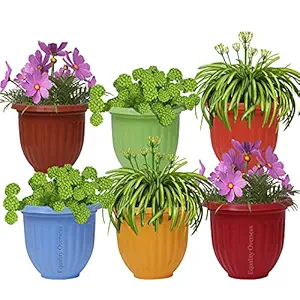 EQUALITY OVERSEAS Plastic Vertical Hook Hanging Planter Railing Pot Multicolour 16.5 cm x 16.5 cm Pack of (6)