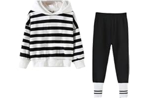 amropi Niña Raya Deportivos Conjunto de Ropa Chaqueta Sudadera Tops y Trotar Pantalones 2 Piezas Trajes por 4-15 años