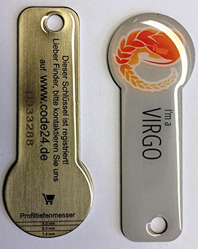 Neu!!! Einkaufswagenchip und Schlüsselanhänger Sternzeichen Motiv: Virgo – Jungfrau 24.08.-.23.09.aus Edelstahl mit Schlüsselschutz - 8