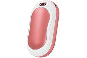 COMBLU Chauffe-mains rechargeables, 10 000 mAh, réutilisable avec affichage de la température, chauffe-mains portable à 3 niveaux, cadeau d'hiver pour la famille (rose)