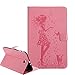 Produktbild Samsung Galaxy Tab E 9.6 Hülle,Hülle für Samsung Galaxy Tab E 9.6 Rosa,Schutzhülle für Samsung Galaxy Tab E 9.6 Leder Brieftasche,Leweiany Elegant Luxus Mädchen und Katze Prägung Muster Ultra Dünn Folio PU Leder Flip Wallet Cover Case Slim Kunstleder Klapphülle Brieftasche Lederhülle Premium Folio Bookstyle Ledertasche Stoßfest mit Standfunktion Kreditkartenfächer Leder Tasche Hülle Etui Schutzhülle Ständer Smart Cover Case für Samsung Galaxy Tab E 9.6 T560