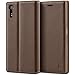 Produktbild BEZ® Sony Xperia XZ / XZs Hülle, Handyhülle Kompatibel für Sony Xperia XZ / XZs Tasche, Flip Case Cover Schutzhüllen aus Klappetui mit Kreditkartenhaltern, Ständer, Magnetverschluss - Braun
