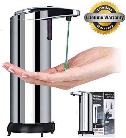 GuGuo Automatic Soap Dispenser, Touchless Countertop Liquid Holder,Hand Sanitizer Shampoo Lotion Remain Visible,Waterproof Base for Kitchen Bathroom (Silver)