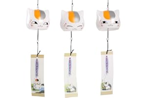 Falytemow Japanese windbell Mignon Chat Petite Cloche à Vent Fait à la Main en Verre Japonais décoration de la Maison Pendentif