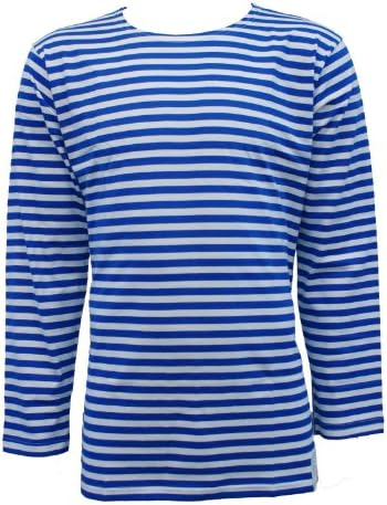 Army and Outdoorsarmyandoutdoors Russian Telnyashka Striped Sailors’s/Navy’s T-Shirt (UK 34 / EU 44, Royal Blue)