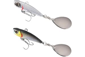 JYNVO Señuelos De Pesca En Alta Mar, Metralleta De Pesca En El Mar, 2 Piezas Cebos De Pesca Spinner De Metal Duro Para Merluza, Salmón, Atún Y Jigging