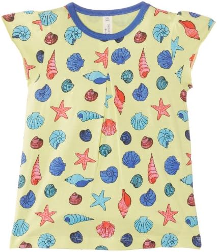 Sense Organics Girls Laya Short Sleeve AOP Top, Multicoloured (Lime Seaprint), 2 Years (Manufacturer Size:2-3 Years)