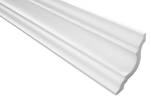 MARBET DESIGN Moulure en Stuc XPS Stable Marbet 65x65mm E-25 - blanc, 30 Mètres / 15 Plinthes
