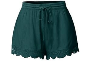 Cocila Shorts Womens UK Summer Drawstring Cotton Elastic Waist Solid Color Casual Shorts Sport Pants Lace Rope Trousers Yoga Shorts Women Size Pants Slim Fit Everyday Goingout Shorts