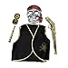 Produktbild LAEMILIA Kinder Fluch der Karibik Jacke Hut Gewehr Maske Set Halloween Pirat Kostüm Fasching Karneval 5 Teilig (Schwarz)