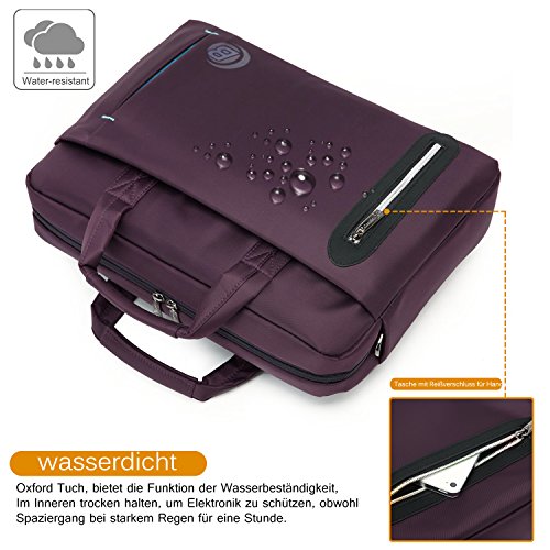 CoolBELL 17,3 Zoll Laptop Tasche mit Riemen mehrfachfach Messenger Bag Nylon Aktentasche für Männer / Damen,Violett - 7