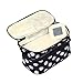 SupplyEU Polka Dots Pattern Double Layer Dual Zipper Makeup Case Cosmetic Hand Bag Tool Storage Toiletry With Mirror (Black)