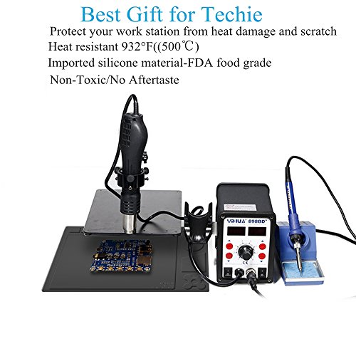 BTSHOW Silikon Lötunterlage/Lötmatte Hitzebeständige Projektmatte/Soldering Mat Tisch-Arbeitsmatte Hitzeschutzmatte, Schweißmatte, Schweißen Profi Silikon Reparaturmatte zum Hochtemperatur Lötstation, Lötkolben, Heissluftgebläse, Werkbank Reparatur Operator Station für Elektronikreparatur 33X21CM - 3