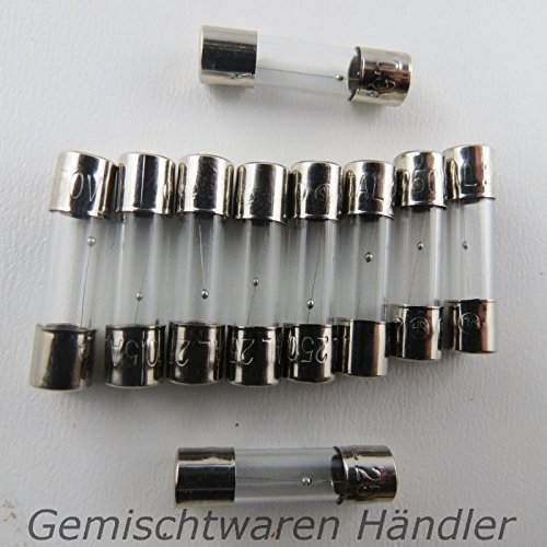 Preisvergleich Produktbild 10x 15A Feinsicherung Glassicherung Träge 20mm Sicherungen Fuse
