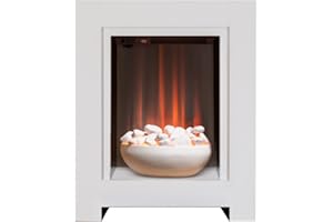 Adam Monet Fireplace Suite in Pure White with Electric Fire, 23 Inch