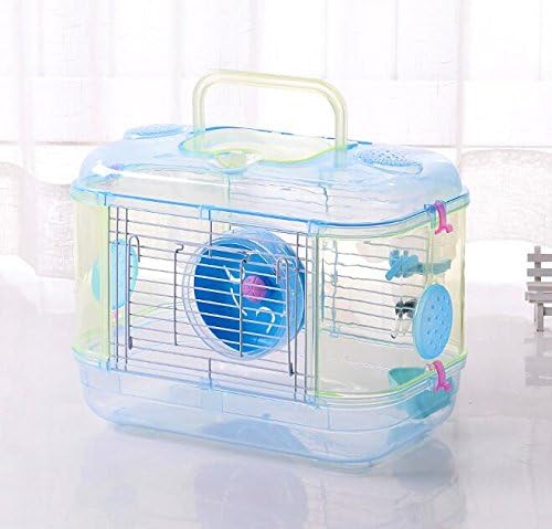 TeaQ Pet Cage for Hamsters Mice Gerbils Small Animals with Exercise Wheel Water Bottle Food Bowl Portable Design with Handle (Blue)