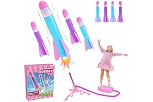 HappyGoLucky 4 Stück Schaumstoff Rakete Spielzeug Launcher, Kinder Outdoor-Spielzeug Jungen Mädchen Geschenke