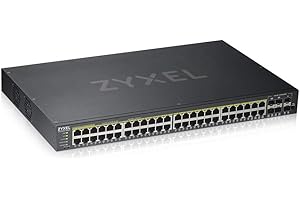 Zyxel Nebula Switch PoE+ inteligente de 48 puertos Ethernet Gigabit con 375 vatios, 4 puertos combo Gigabit y 2 puertos SFP y modo Cloud híbrido, Garantía de Por Vida [GS1920-48HPv2]