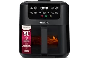 Instant Pot Vortex Compact Negro - Freidora de aire caliente 5 l cesta, tamaño familiar, 4 en 1 - freír con aire caliente, secar, hornear, calentar, antiadherente, fácil de limpiar.