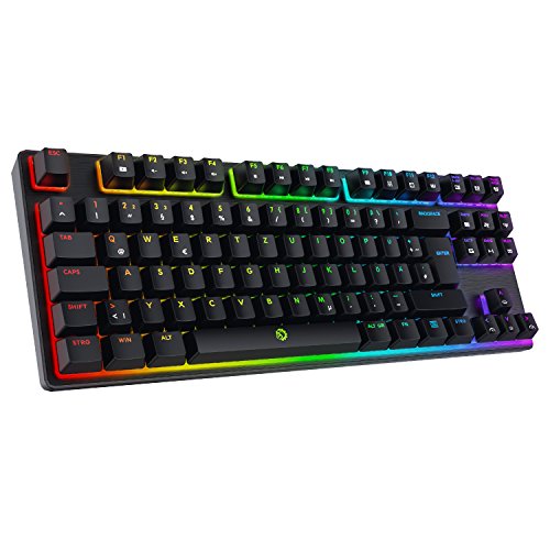 Preisvergleich Produktbild DREVO Tyrfing 88 Tasten V2 RGB Hintergrundbeleuchtung mechanische Gaming Tastatur,Macro-Programmierung,MediaCo... Software-Unterstütztung -Deutsches Layout [Schwarzer Schalter, Schwarz]