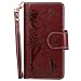 Produktbild EUWLY Lederhülle für [Samsung Galaxy S8 Plus], Samsung Galaxy S8 Plus [9 Kartenfächer] Luxus Ledertasche Handytasche Retro Elegant Schmetterling Blumen Muster Leder Kartensteckplätze Leder Magnetvers