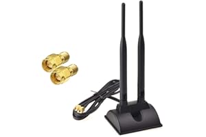 Eightwood WiFi Antenne 2.4G / 5.8G Dual Frequency Magnetic 6dBi RP-SMA Adapter 2m Verlängerungskabel für WLAN PCI WiFi Karten Wirelesse Router Bluetooth TP-Link Dlink MEHRWEG