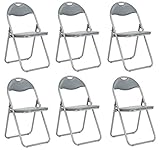 Lot de 6 pliable et matelassée Chaises fauteuils de bureau pliants en faux cuir assortis Gris