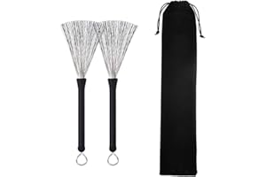 NV WANG Escobillas de Batería,Cepillos de Tambor Retráctil de Cepillos de Alambre 1 pares Jazz Brush Escobillas de Batería con Mango de Goma Lisa para Gente Música