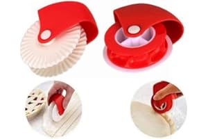 QUUPY 2PCS Pastry Cutter Set - Plastic Wheel Roller for Beautiful Pie Crust, Ravioli Pasta, Pizza