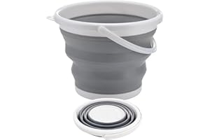 Hmfmdy Collapsible Bucket, 3L Foldable Plastic Bucket With Sturdy Handle, Space Saving Multi Purpose Bin, Portable Cleaning Fishing Camping Water Baskets for Pet Feeding, Home Cleaning