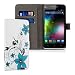 Produktbild kwmobile Hülle für Wiko Rainbow 3G/4G - Wallet Case Handy Schutzhülle Kunstleder - Handycover Klapphülle mit Kartenfach und Ständer Blumenmuster Design Blau Schwarz Weiß