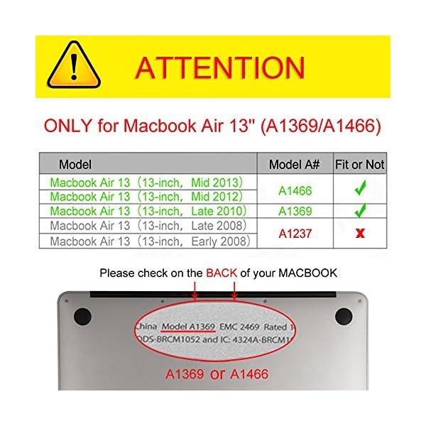 FINTIE Case Compatible with MacBook Air 13 Inch 2012-2017 Release (Model：A1466/A1369), Slim Snap On Hard Shell Protective Cover, - Image 3