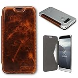 Caseday&Acirc;&reg; [ HANDGEMACHTE PREMIUM ] Italienische Echt Leder Schutz-H&Atilde;&frac14;lle f&Atilde;&frac14;r LG G5 in Dunkel Braun mit Transparenter R&Atilde;&frac14;ckseite Handy Schutz-Wallet Bruchsicher Leather Case Rindsleder Cover mit Kartenfach durchsichtig Back-Case Lederh&Atilde;&frac14;lle Edle Smartphone Zubeh&Atilde;&para;r Tasche Schale Etui