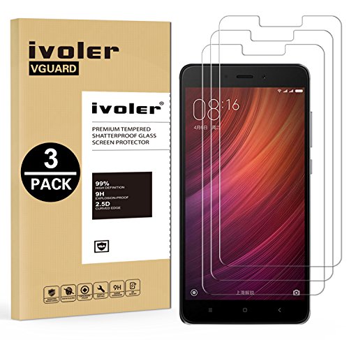 iVoler [3 Unidades] Protector de Pantalla para Xiaomi Redmi Note 4 / Xiaomi Redmi Note 4X, Cristal Vidrio Templado Premium