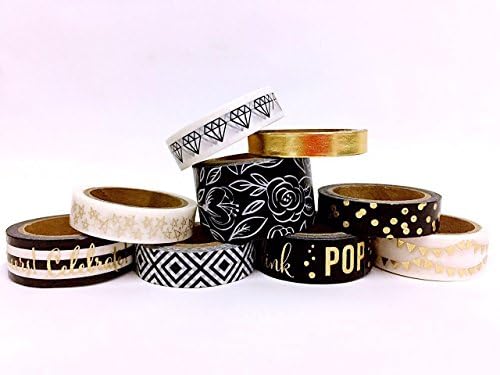 Washi Tape Set - 9 Rolls Decorative Washi Masking Paper Tape, Washi Tape Crafts, Washi Tape Dispenser, Great Crafts for DIY, Scrapbooking, Daily Planners, Gift Box, School Project, Photo Album Decorations Versatile Tapes, by Atoz Create