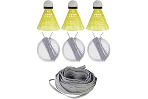 BDKMMS Badminton Self Training Kits, Lighting Badminton Rebound Trainer with Elastic Cords & Hooks Badminton Training Tool for Outdoor Indoor Practice in Dark