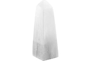 NKlaus Selenita Obelisco Torre 10 x 3,5 cm – Piedra energética para purificación y meditación, decoración espiritual, curación de chakras, piedra protectora y cristal Feng Shui