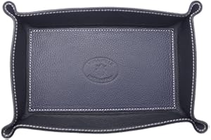 FrasiBags Svuotatasche in Vera Pelle Made in Italy, Vassoio Portaoggetti Ingresso, Svuota Tasche da Ingresso, Svuotatasche Design Moderno in Pelle Rettangolare Grande (Blu)