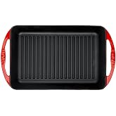 Lava Metal Rectangular Metal Handle Grid Casting Pan, 22x32, Red
