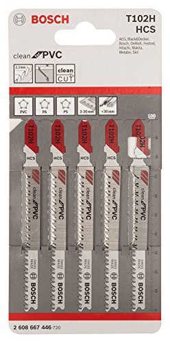 BOSCH Stichsägeblatt T 102 H Clean für PVC, 5-er Pack, 2608667446 - 2