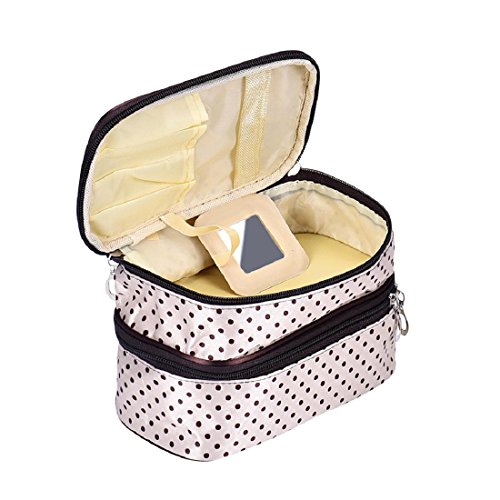 Preisvergleich Produktbild Tonsee Frauen Portable kosmetische Veranstalter Make-up Hardcase Zip Beutel(beige)