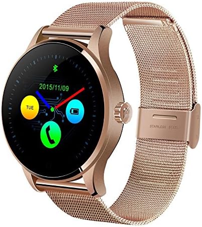 OOXLF Bluetooth Smart Watch Fitness Tracker (Pedometer, Heart Rate Monitor, Call/SMS Reminder, Sleep Monitor for) for Android IPhone , rose steel watchband