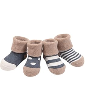 TININNA 4 Paare Baby Säuglinge Baumwollsocken Kleinkind Winter Fleece Socken Für Kinder Mädchen Jungen M Blau